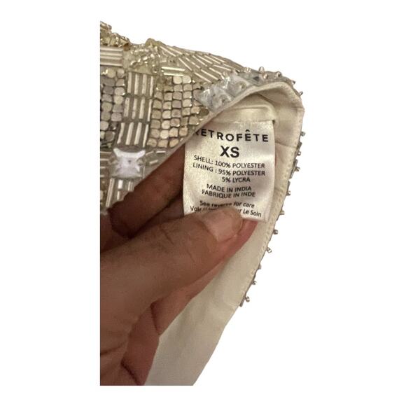 Retrofete Heather Strapless Mini Dress Sequin Embellished Silver Gold Size XS - Picture 14 of 16